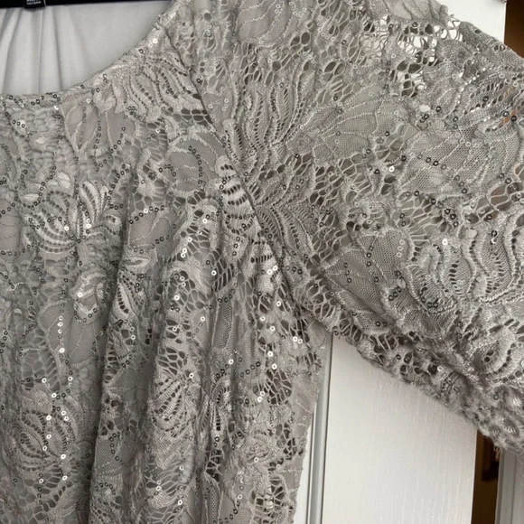 Dressbarn Roz & Ali Dress Gray with Sparkle - Picture 5 of 6